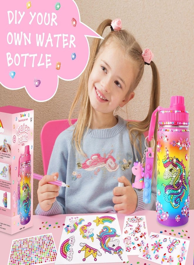 Wninbu Decorate Your Own Water Bottle Kits for Girls,Stainless Steel Unicorn Water Bottle Girls,Arts and Crafts Ages 4-6-8-10,Gem Art Unicorn Toys Gifts Birthday Christmas Stocking Stuffers (Unicorn) - Image 3